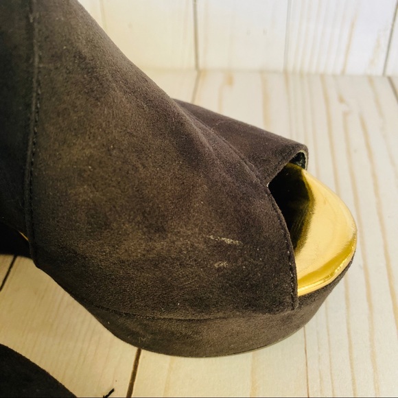 Nicole Miller faux suede platform wedges black 6 - Picture 7 of 8